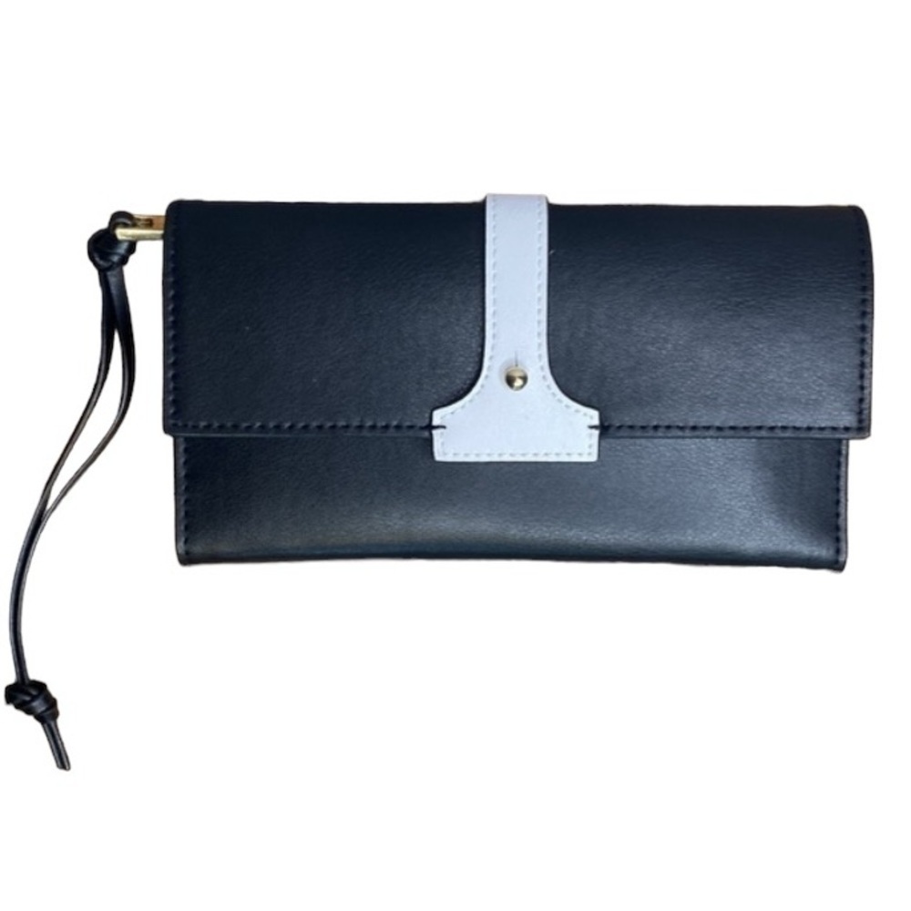 Danielle Nicole Milena Black & White Leather Clutch Compartment Wallet